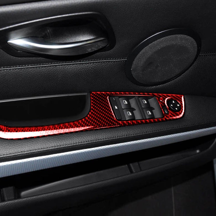 5 PCS Set For BMW 3 Series E90 Carbon Fiber Car Left Drive Window Lift Panel Decorative Sticker, Diameter: 35.8cm (Red) - Car Interior Mouldings by buy2fix | Online Shopping UK | buy2fix
