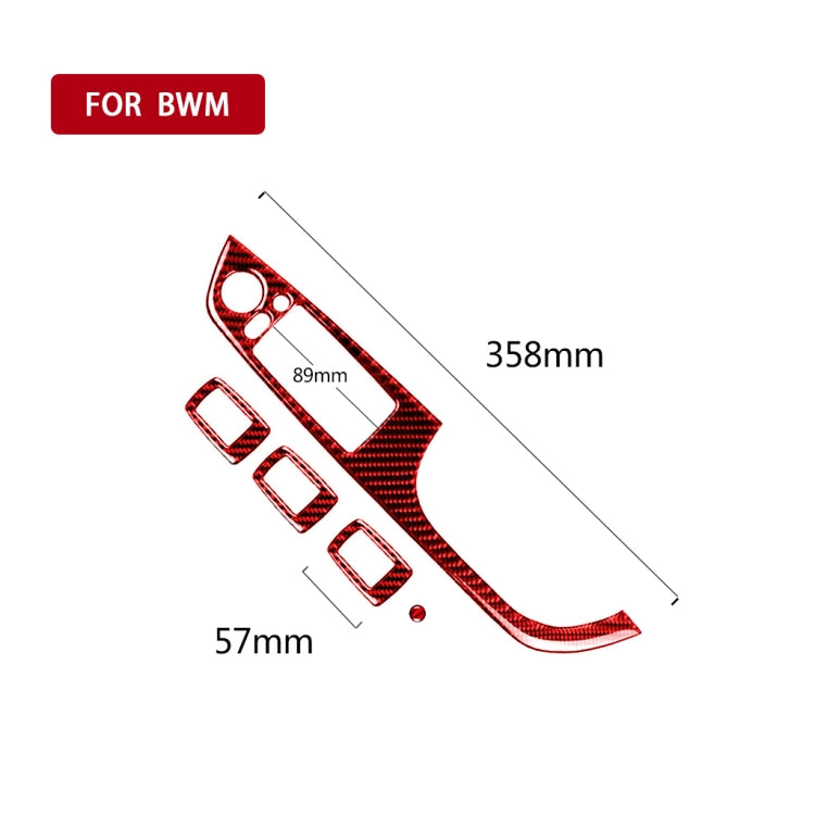 5 PCS Set For BMW 3 Series E90 Carbon Fiber Car Right Drive Window Lift Panel Decorative Sticker, Diameter: 35.8cm (Red) - Car Interior Mouldings by buy2fix | Online Shopping UK | buy2fix