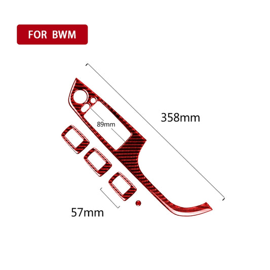 5 PCS Set For BMW 3 Series E90 Carbon Fiber Car Right Drive Window Lift Panel Decorative Sticker, Diameter: 35.8cm (Red) - Car Interior Mouldings by buy2fix | Online Shopping UK | buy2fix