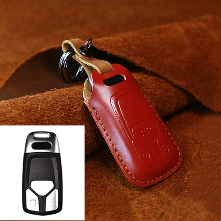 For Audi Series Car Cowhide Leather Key Protective Cover Key Case, A Version 2016-2017 (Red) by buy2fix