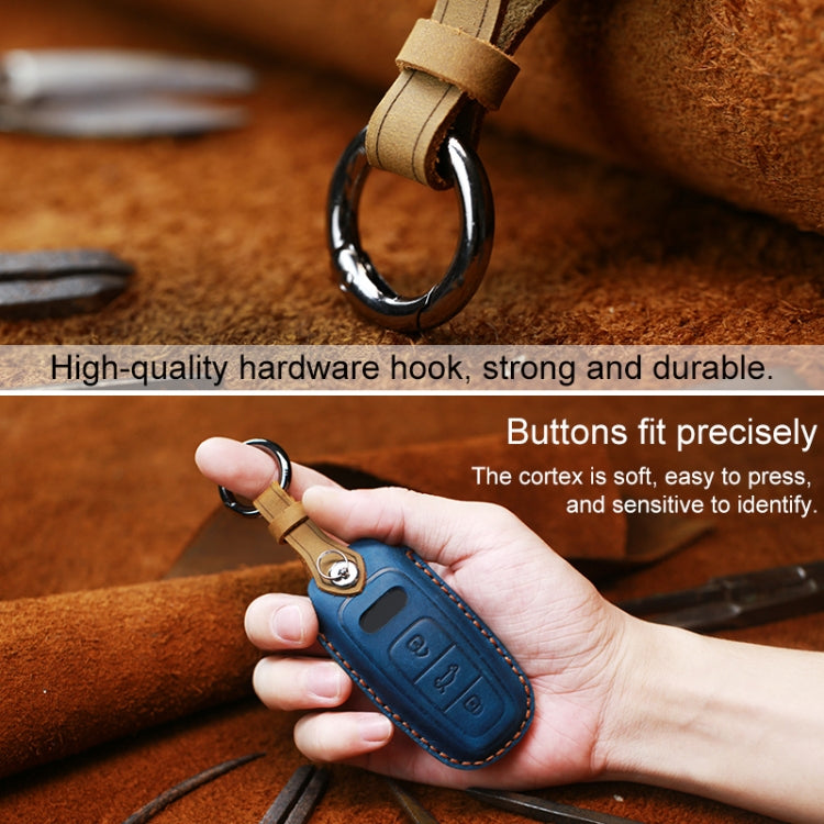 For Audi Series Car Cowhide Leather Key Protective Cover Key Case, C Version 2018 and Above (Blue) - Car Key Cases by buy2fix | Online Shopping UK | buy2fix