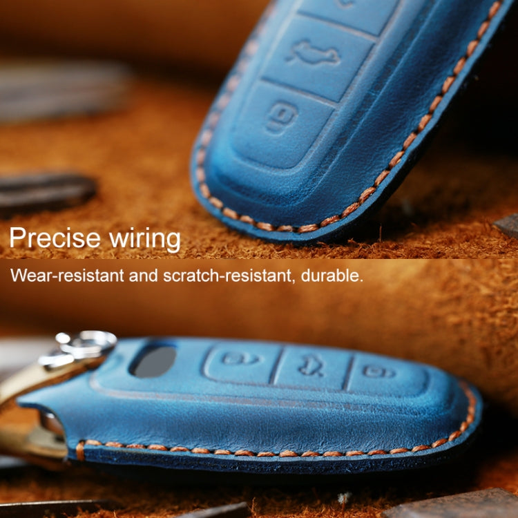 For Audi Series Car Cowhide Leather Key Protective Cover Key Case, C Version 2018 and Above (Brown) - Car Key Cases by buy2fix | Online Shopping UK | buy2fix