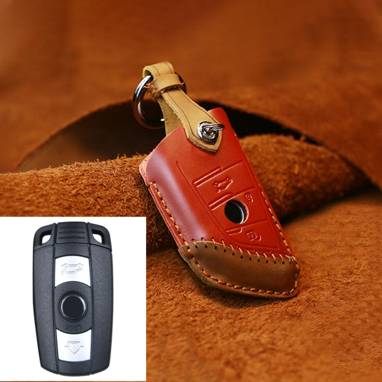 For BMW Blade Style Car Cowhide Leather Key Protective Cover Key Case, Two Keys Version (Red) by buy2fix