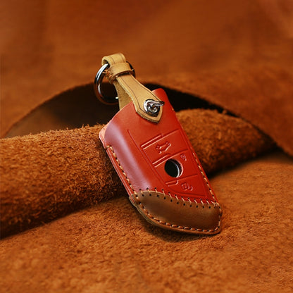 For BMW Blade Style Car Cowhide Leather Key Protective Cover Key Case, Two Keys Version (Red) by buy2fix