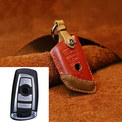 For BMW Blade Style Car Cowhide Leather Key Protective Cover Key Case, Three Keys Version (Red) by buy2fix