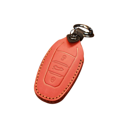 For PEUGEOT Car Cowhide Leather Key Protective Cover Key Case(Red) by buy2fix