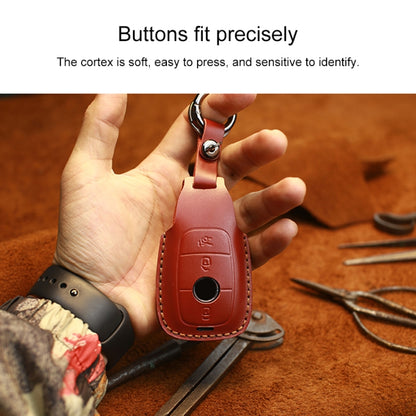 For Mercedes-Benz Colorful Edge Style Car Cowhide Leather Key Protective Cover Key Case (Black) by buy2fix