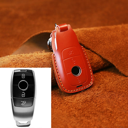 For Mercedes-Benz Colorful Edge Style Car Cowhide Leather Key Protective Cover Key Case (Red) by buy2fix