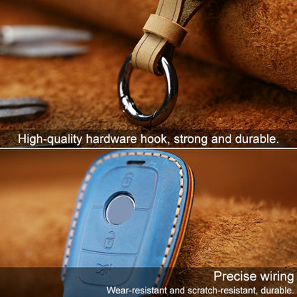 For Mercedes-Benz Colorful Edge Style Car Cowhide Leather Key Protective Cover Key Case (Red) by buy2fix