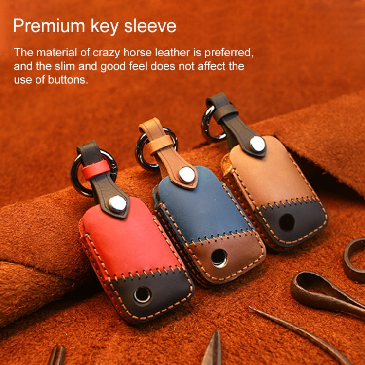 For Volkswagen Car Cowhide Leather Key Protective Cover Key Case, A Version(Red) by buy2fix