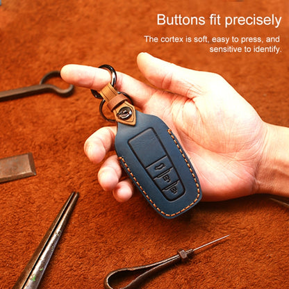 For Toyota Car Cowhide Leather Key Protective Cover Key Case, Three Keys Version (Red) by buy2fix