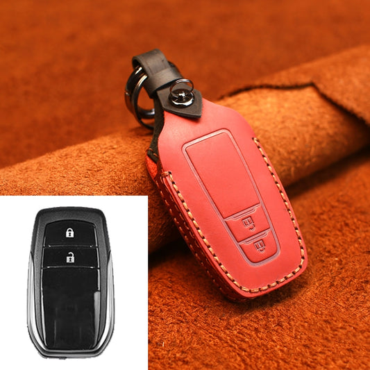 For Toyota Car Cowhide Leather Key Protective Cover Key Case, Two Keys Version (Red) by buy2fix