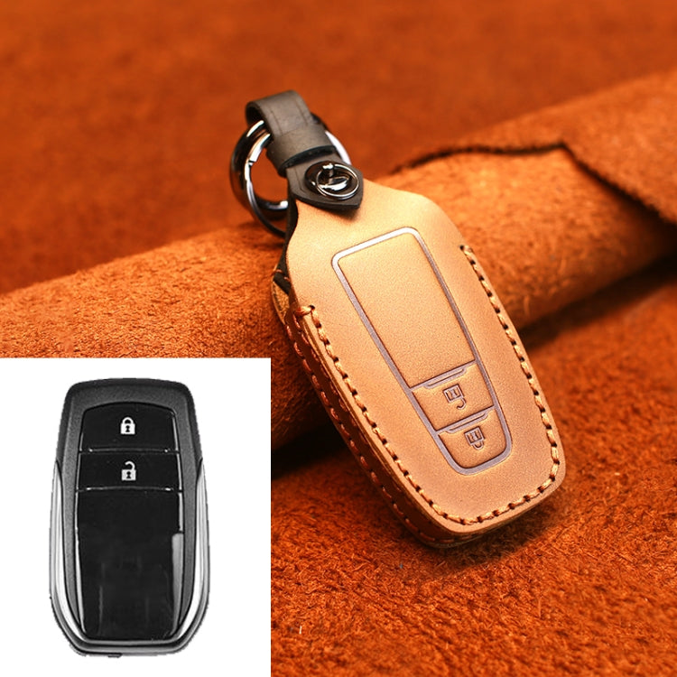 For Toyota Car Cowhide Leather Key Protective Cover Key Case, Two Keys Version (Brown) - Car Key Cases by buy2fix | Online Shopping UK | buy2fix