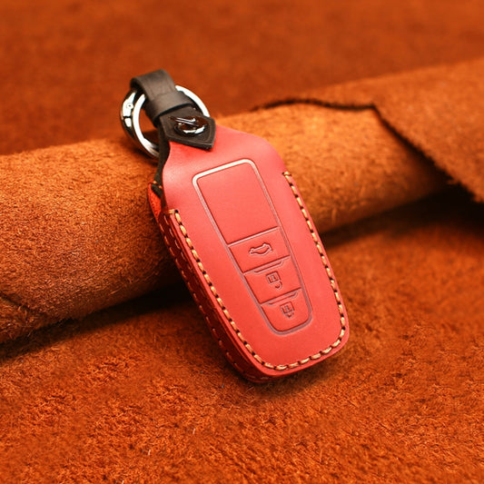 For Toyota Car Cowhide Leather Key Protective Cover Key Case, Three Keys Version (Red) - Car Key Cases by buy2fix | Online Shopping UK | buy2fix