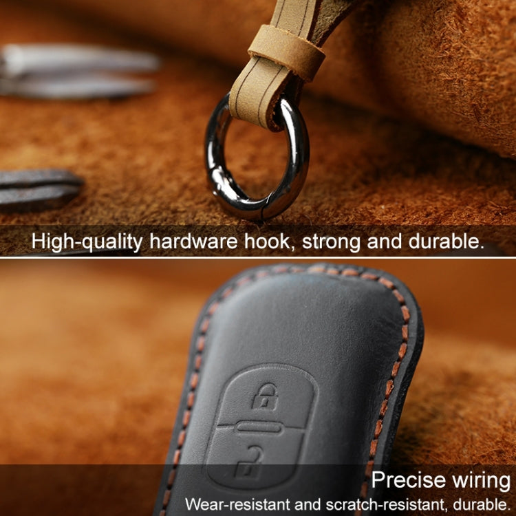 For Mazda Old Style Hallmo Car Cowhide Leather Key Protective Cover Key Case, Two Keys Version(Black) - Car Key Cases by Hallmo | Online Shopping UK | buy2fix