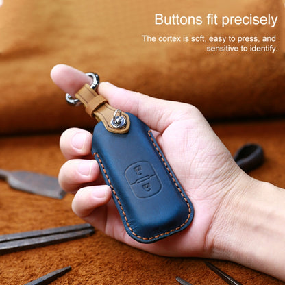 For Mazda Old Style Hallmo Car Cowhide Leather Key Protective Cover Key Case, Two Keys Version(Blue) - Car Key Cases by Hallmo | Online Shopping UK | buy2fix
