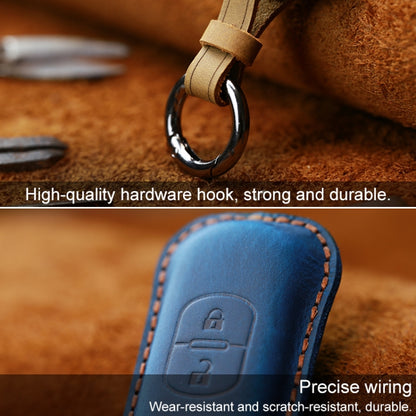 For Mazda Old Style Hallmo Car Cowhide Leather Key Protective Cover Key Case, Two Keys Version(Red) - Car Key Cases by Hallmo | Online Shopping UK | buy2fix