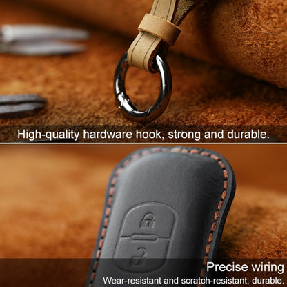 For Mazda Old Style Hallmo Car Cowhide Leather Key Protective Cover Key Case, Three Keys Version(Black) - Car Key Cases by Hallmo | Online Shopping UK | buy2fix