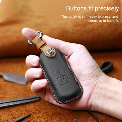 For Mazda Old Style Hallmo Car Cowhide Leather Key Protective Cover Key Case, Three Keys Version(Black) - Car Key Cases by Hallmo | Online Shopping UK | buy2fix