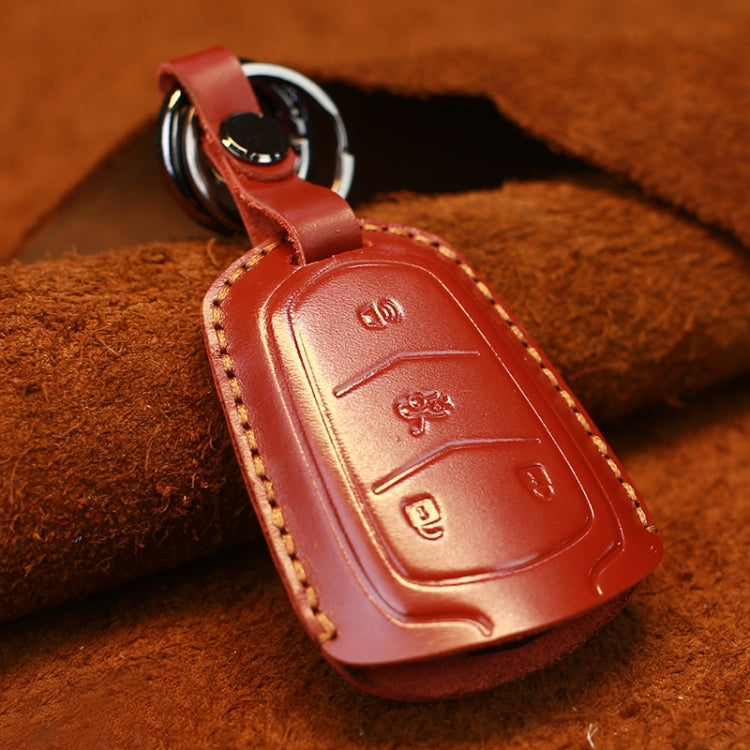 For Cadillac Car Cowhide Leather Key Protective Cover Key Case, Four Keys Version (Red) by buy2fix