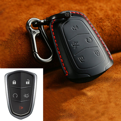 For Cadillac Car Cowhide Leather Key Protective Cover Key Case, Five Keys Version (Black) by buy2fix
