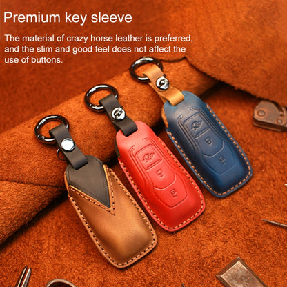For Ford Old Style Car Cowhide Leather Key Protective Cover Key Case (Brown) by buy2fix