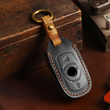 For Buick Car Cowhide Leather Key Protective Cover Key Case, Four Keys Version (Black) by buy2fix