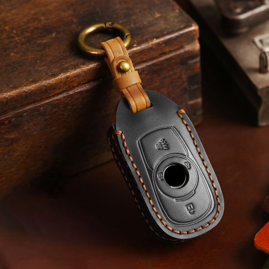 For Buick Car Cowhide Leather Key Protective Cover Key Case, Four Keys Version (Black) by buy2fix