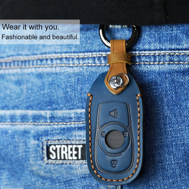 For Buick Car Cowhide Leather Key Protective Cover Key Case, Four Keys Version (Black) by buy2fix