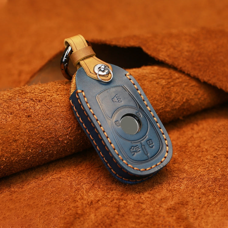 For Buick Car Cowhide Leather Key Protective Cover Key Case, Five Keys Version (Blue) by buy2fix