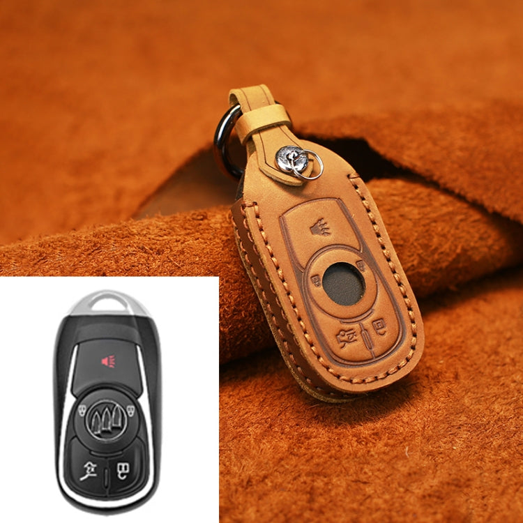 For Buick Car Cowhide Leather Key Protective Cover Key Case, Five Keys Version (Brown) by buy2fix