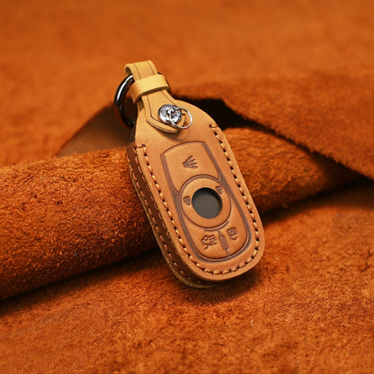 For Buick Car Cowhide Leather Key Protective Cover Key Case, Five Keys Version (Brown) by buy2fix
