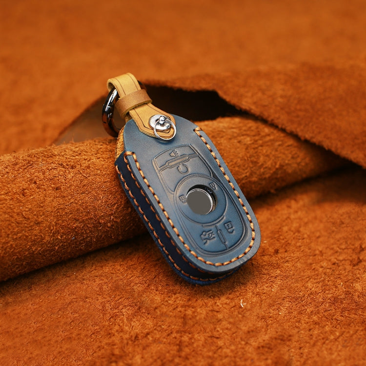 For Buick Car Cowhide Leather Key Protective Cover Key Case, Six Keys Version (Blue) by buy2fix
