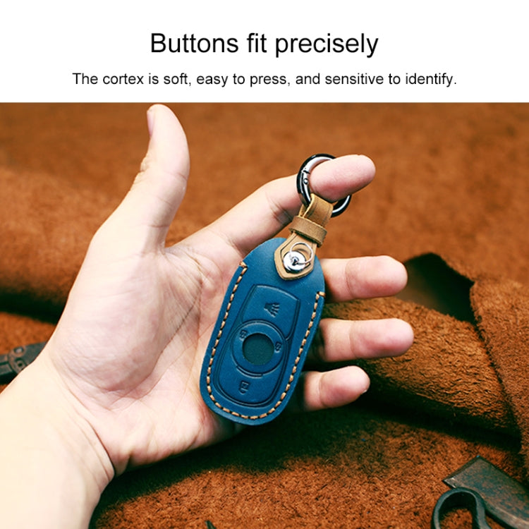 For Buick Car Cowhide Leather Key Protective Cover Key Case, Six Keys Version (Blue) by buy2fix