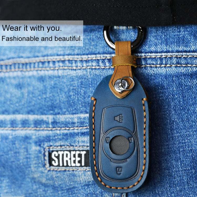 For Buick Car Cowhide Leather Key Protective Cover Key Case, Six Keys Version (Blue) by buy2fix