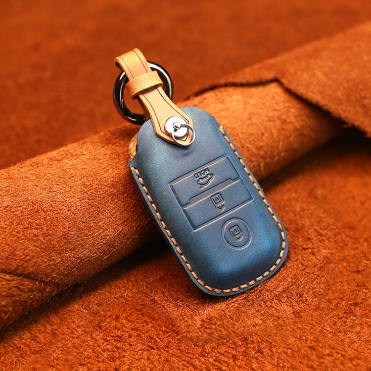 For Kia Old Style Car Cowhide Leather Key Protective Cover Key Case (Blue) by buy2fix