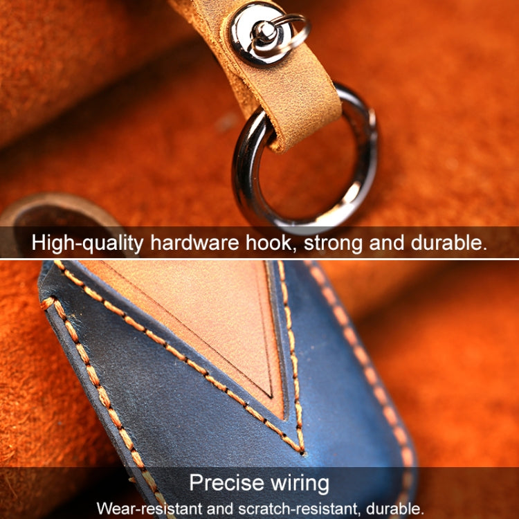 For Kia Old Style Car Cowhide Leather Key Protective Cover Key Case (Blue) by buy2fix