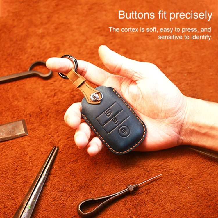 For Kia Old Style Car Cowhide Leather Key Protective Cover Key Case (Blue) by buy2fix