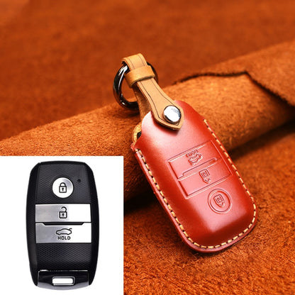 For Kia Old Style Car Cowhide Leather Key Protective Cover Key Case (Red) by buy2fix