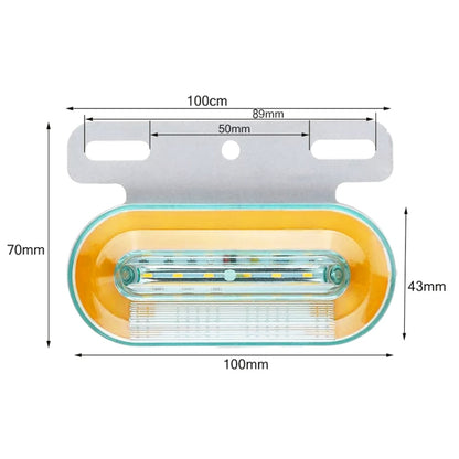 2 PCS 24V 12LED Car Oval Side Lamp (Yellow Light) - Warning Lights by buy2fix | Online Shopping UK | buy2fix