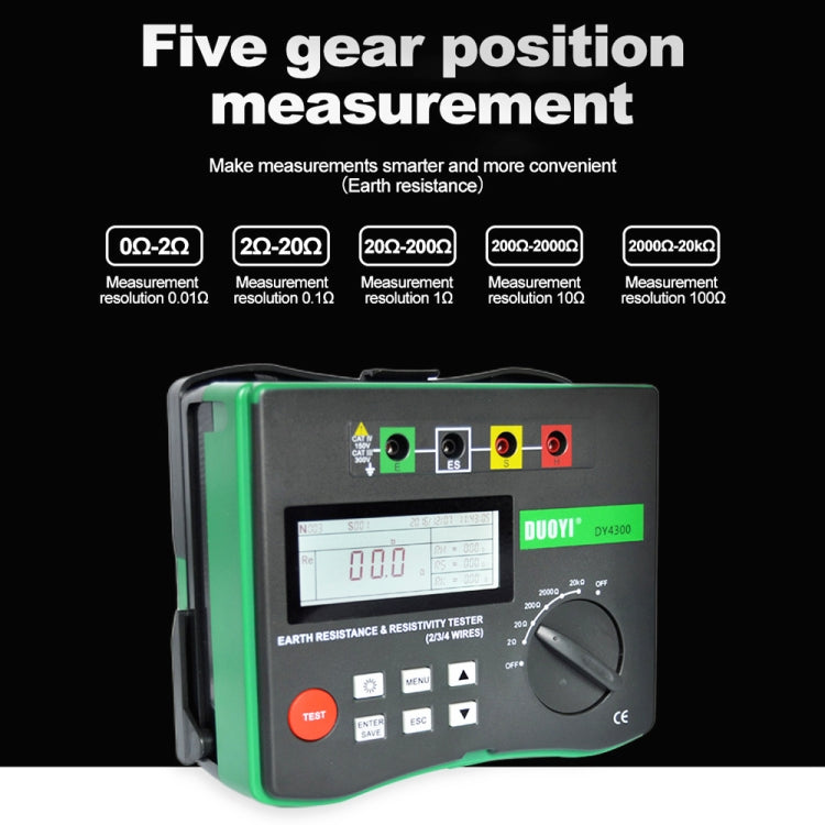 DUOYI DY4300 Higher Accuracy Digital Ground Resistance Tester by DUOYI