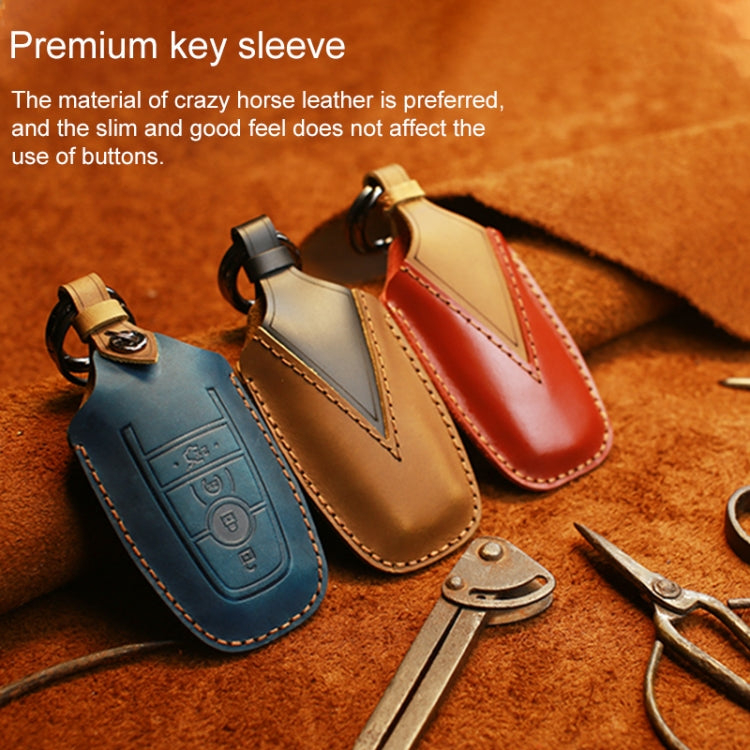 For Ford Car Cowhide Leather Key Protective Cover Key Case, Four Keys Version (Red) by buy2fix