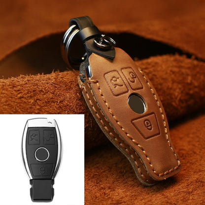 For Mercedes-Benz Old Style Car Cowhide Leather Key Protective Cover Key Case (Brown) - Car Key Cases by buy2fix | Online Shopping UK | buy2fix