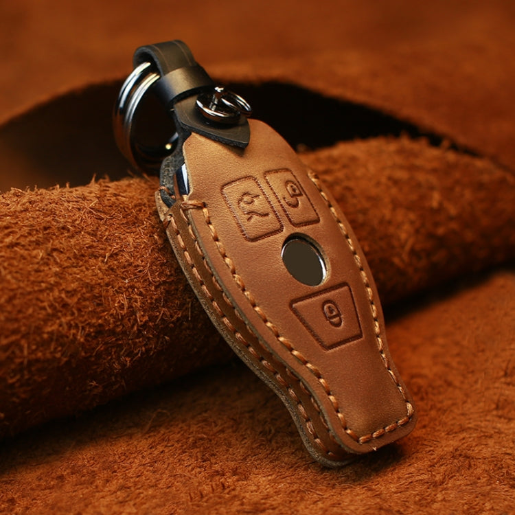 For Mercedes-Benz Old Style Car Cowhide Leather Key Protective Cover Key Case (Brown) - Car Key Cases by buy2fix | Online Shopping UK | buy2fix
