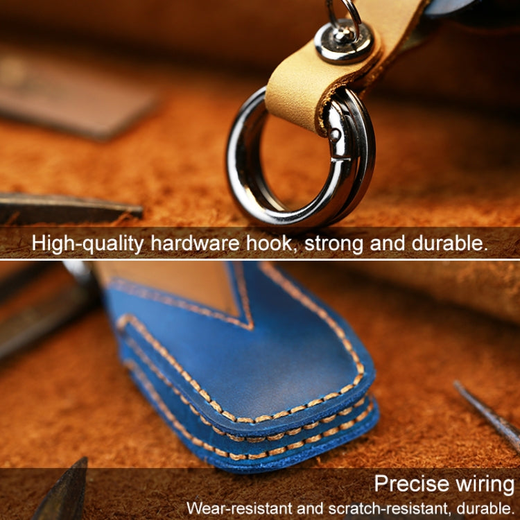 For Mercedes-Benz New Style Car Cowhide Leather Key Protective Cover Key Case (Blue) by buy2fix