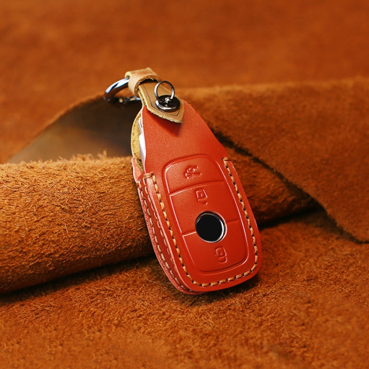 For Mercedes-Benz New Style Car Cowhide Leather Key Protective Cover Key Case (Red) by buy2fix