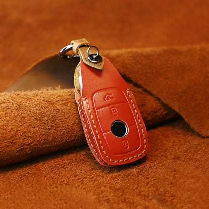 For Mercedes-Benz New Style Car Cowhide Leather Key Protective Cover Key Case (Red) by buy2fix