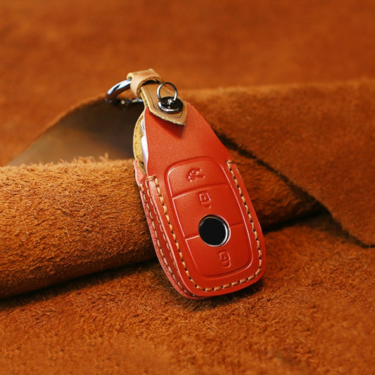 For Mercedes-Benz New Style Car Cowhide Leather Key Protective Cover Key Case (Red) by buy2fix