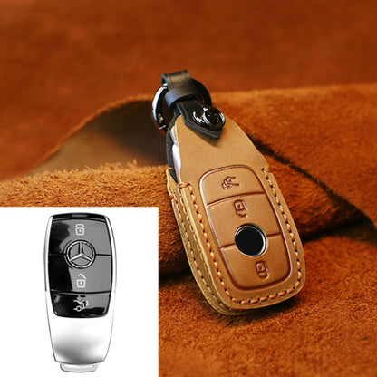 For Mercedes-Benz New Style Car Cowhide Leather Key Protective Cover Key Case (Brown) by buy2fix