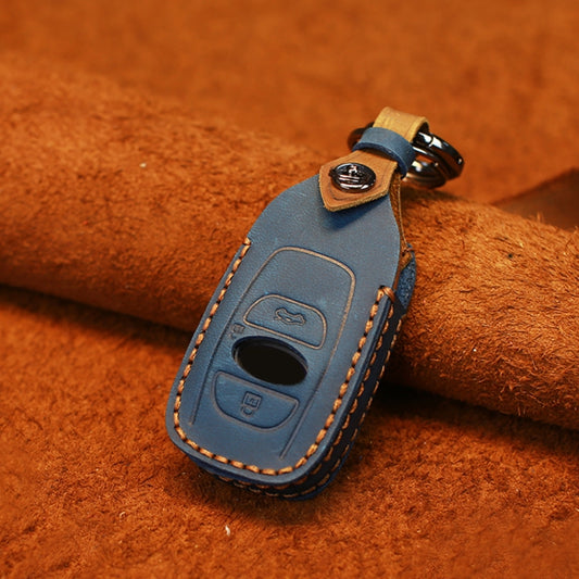 For Subaru Car Cowhide Leather Key Protective Cover Key Case (Blue) by buy2fix